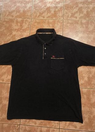 Vintage burberry london mens blue cotton polo shirt xl 3/4 sleeve excellent