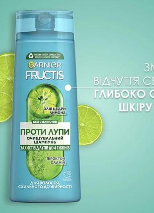 Шампунь від лупи fructis олія цедри лимона
