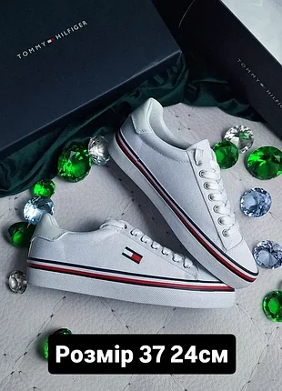 Тommy hilfiger оригінал текстильні білі кеди