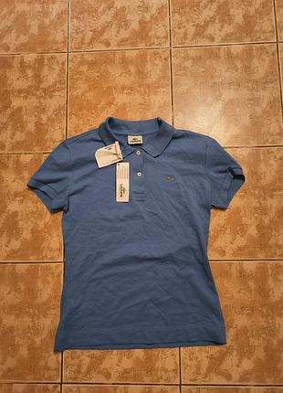 Lacoste women's blue polo shirt size 42 new with tags short sleeve cotton