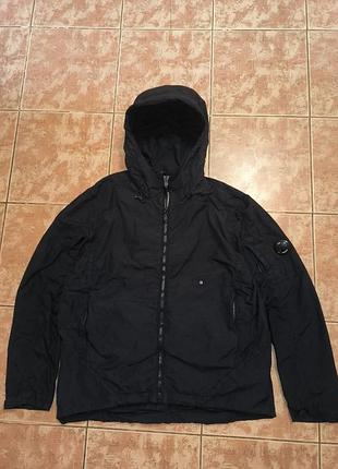 C.p. company flatt nylon reversible hooded jacket black size 48 m