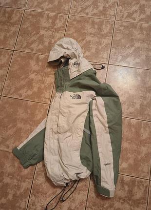 The north face hyvent women's jacket m green white hooded waterproof coat