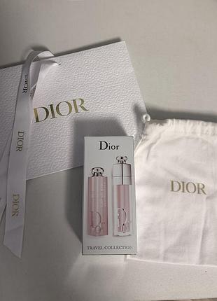Набір dior addict lip maximizer & lip glow 001 pink dior travel collection 001 — блиск для губ 6 мл + бальзам 3,2 г