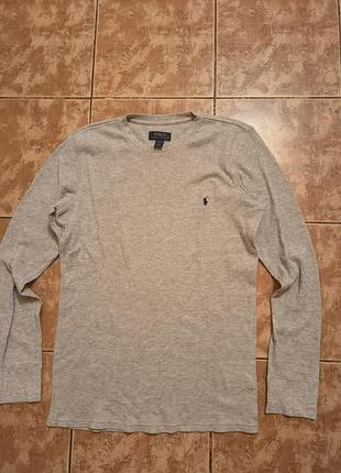 Polo ralph lauren waffle knit long sleeve shirt size l grey thermal lightweight