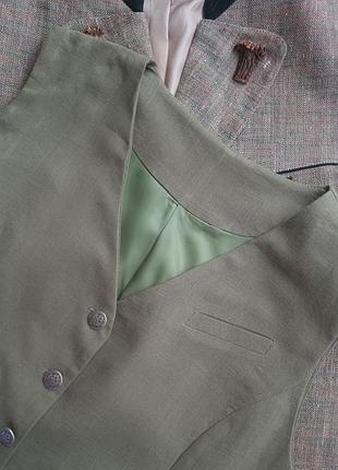 Льняная женская жилетка/xl/летняя/ оливкового цвета