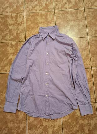 Dolce & gabbana gold dress shirt men's xl 17 / 43 eu purple long sleeve logo cuff