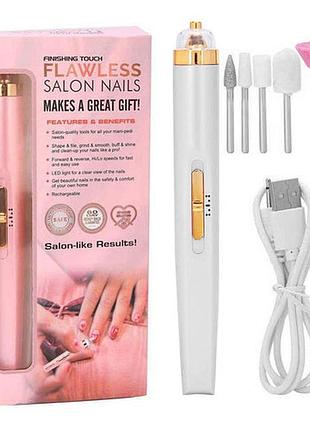 Фрезер для манікюру та педикюру flawless salon nails, фрезер ручний для манікюру pink