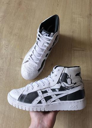 Круті жіночі шкіряні високі кросівки asics, оригінал, р.39,5