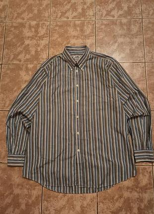 Hermes men's striped button down shirt size 44/17 eu xl cotton classic