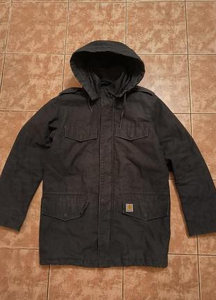 Hickman men's hooded coat jacket size m black military utility parka casual