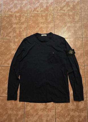 Stone island vintage 00s long sleeve black top chest pocket metal logo l