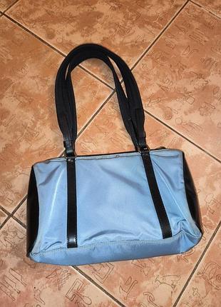 Prada nylon tote bag light blue black handbag small vintage italy purse