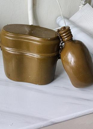 Фляга + котелок армейские сср, алюминий