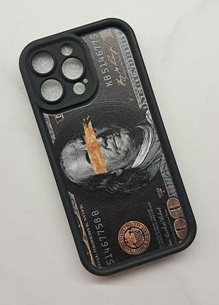 Чорний матовий чохол з доларом для iphone 14 pro max силіконовий чохол на iphone 14 pro max