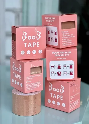 Стрічка для підтримки грудей boob tape 5 м х 50 мм | еластичний кінезіотейп push-up для декольте