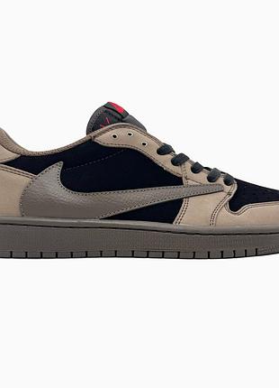 Чоловічі коричневі кросівки nike air jordan 1 low travis scott brown black х джордан 43