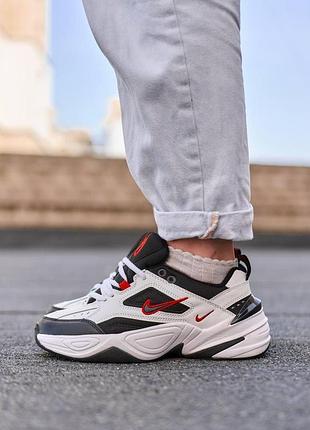 Білі кросівки унісекс nike m2k tekno black white red logo х текно 44
