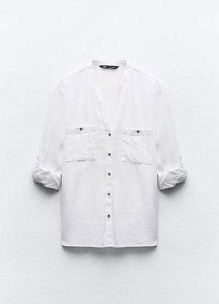 Льняна рубашка zara s-m льняная рубашка zara