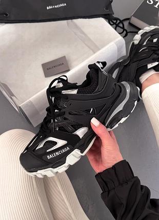 Чорні кросівки унісекс balenciaga track black silver x баленсіага 45