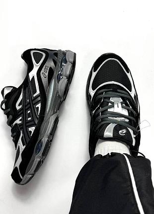 Чорні кросівки унісекс asics gel nyc grey black gore-tex termo winter х асикс 44