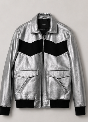 Эффектная серебристая куртка zara man — редкая модель colour block metallic silver