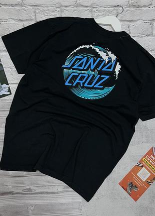 Чоловіча футболка santa cruz wave dot t-shirt чорна базова для скейтборду оригінал бавовняна бу розмір м-l повсякденна