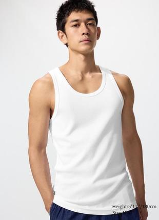 Майка  мужская базовая в рубчик хлопковая  от uniqlo