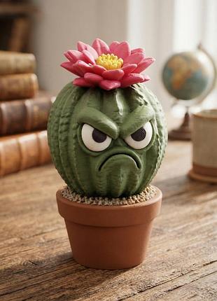 Сердитый кактус фигурка / строгий цветущий кактус grumpy cactus / настольный декор забавный подарок