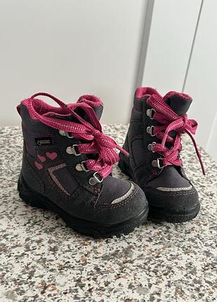 Ботинки superfit gore-tex деми девочке 20 стелька 13 см серо-розовые