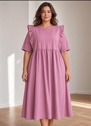 Романтичная хлопковая миди-платье 🩷