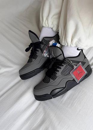 Жіночі кросівки nike jordan 4 grey/black + зовнішня бірка та шнурки