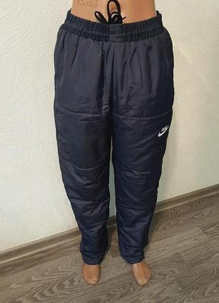 Синие женские спортивные штаны на утеплителе