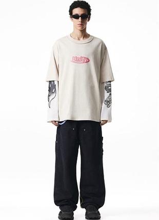 Чоловіча двошарова оверсайз футболка, лонгслів h&m heron preston h2