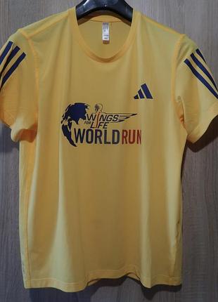 Футболка бігова жовта adidas wings for life world run р-р m