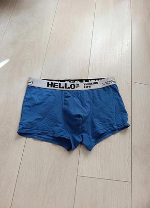 Голубые боксерки коттоновые трусы мужские базовые синие hello m м 10 38 46