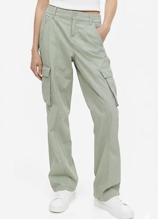 Хлопковые брюки карго брюки с накладными карманами от h&amp;m