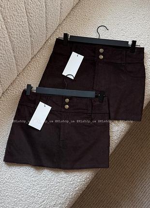Спідниця замшева zara коричнева | corduroy mini skirt | 1255/408