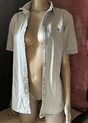 Джинсова сорочка river island з вишивкою бджола / розмір m