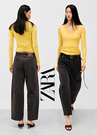 Zara вареные джинсы карго barrell