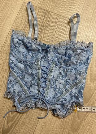 Блакитний мереживний корсет pretty little thing, xs