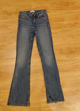 Брюки bootcut/flared,бут/клеш женские на высокой посадке, синие, eur размер:36