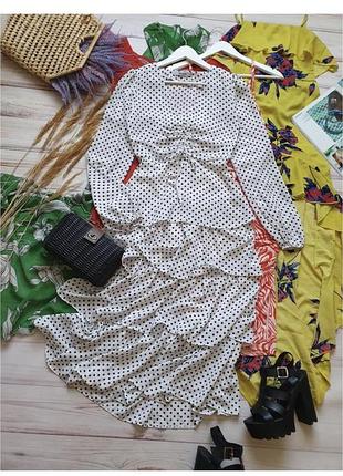 Сукня з рюшами  в горох na-kd polka doll  ярусне плаття в горошок  в чорний горошок (polka dot) від шведського бренду na-kd