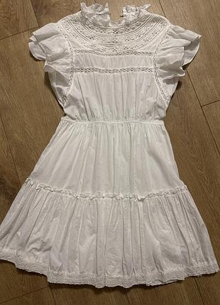 Біла бавовняна сукня з мереживом drôle de copine paris (100% бавовна) s/m