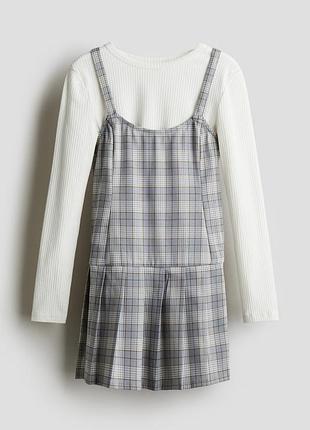 Костюм лонгслів і сарафан для дівчинки h&m 1242011-002 140 см (9-10 years) різнобарвний