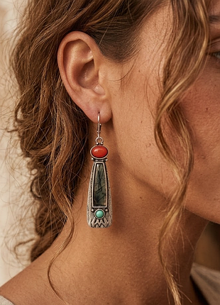 Серьги в бохо ретро стиле со вставками