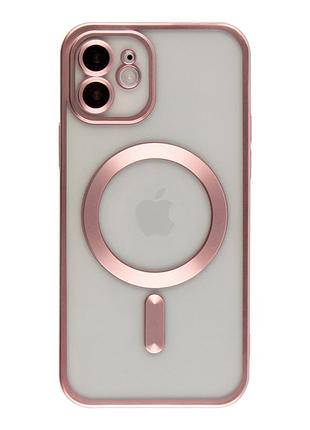 Чохол tpu metallic chrome full camera with magsafe для iphone 12 м'ята упаковка chrome rose