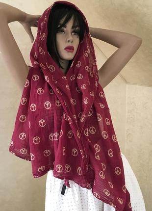 Шелковый платок шарф батистовый платок шарф палантинт цвет марсала