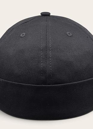 Шапка-кепка біні docker cap u.a. чорна чоловіча літня | докерка без козирка з бавовни cotton | розмір 56-58 регульований