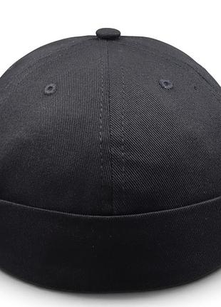 Шапка-кепка біні docker cap n.b. чорна чоловіча літня | докерка без козирка з бавовни cotton | розмір 56-58 регульований