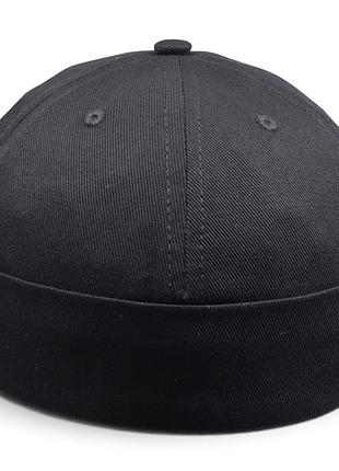 Шапка-кепка біні docker cap n.k. чорна чоловіча літня | докерка без козирка з бавовни cotton | розмір 56-58 регульований